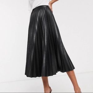 Leather Pleated Skirt